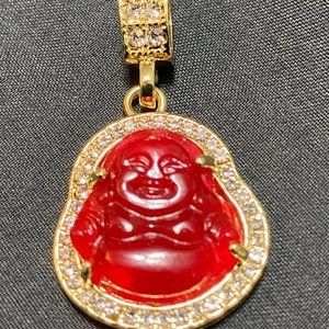 18K Gold Plated Red Buddha Pendant